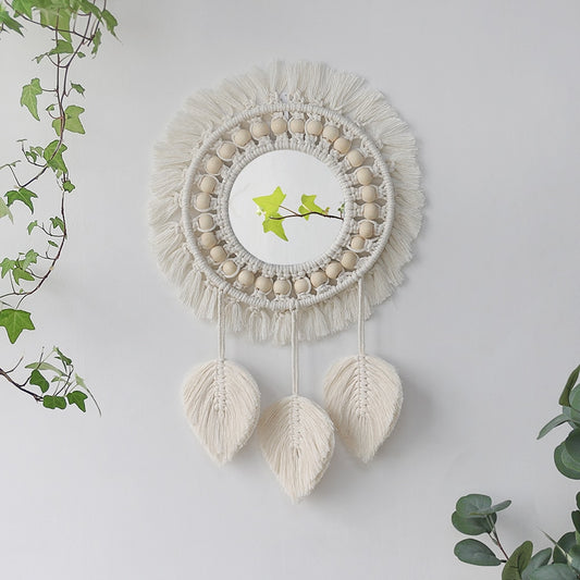 Boho Elegance: Handmade Macrame Round Mirror