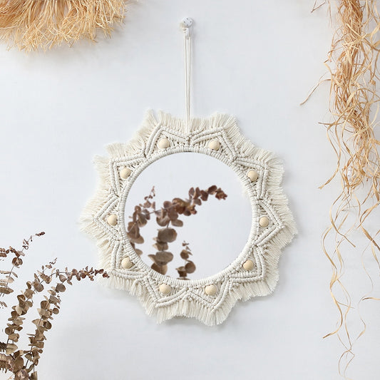 Boho Elegance: Handmade Macrame Round Mirror