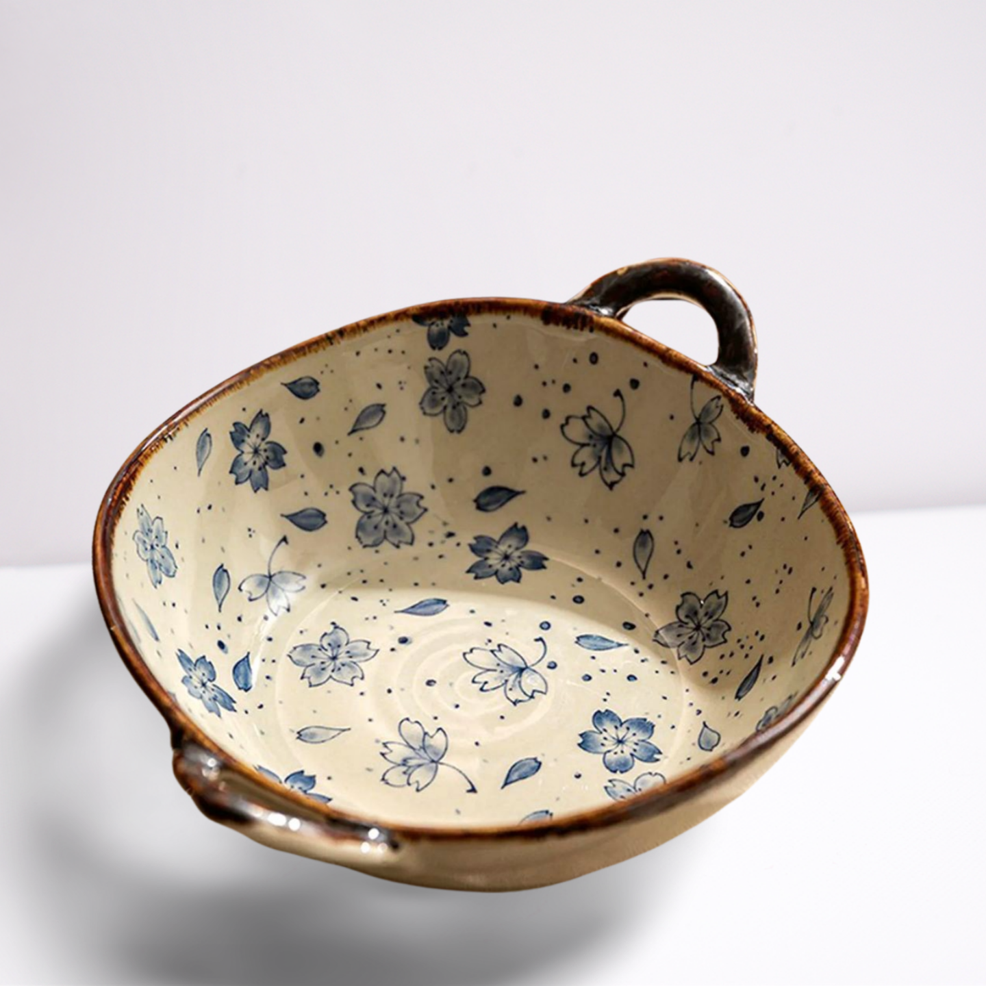 Japanese Heritage Ceramic Bowl with Handle