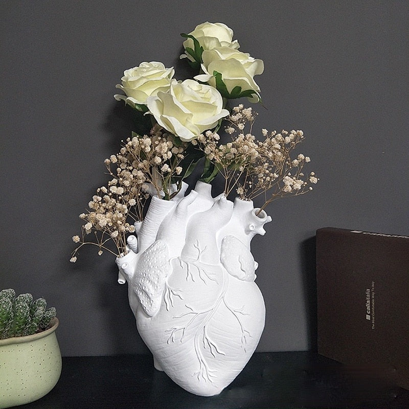 Eternal Elegance: Heart Shape Resin Flower Vase