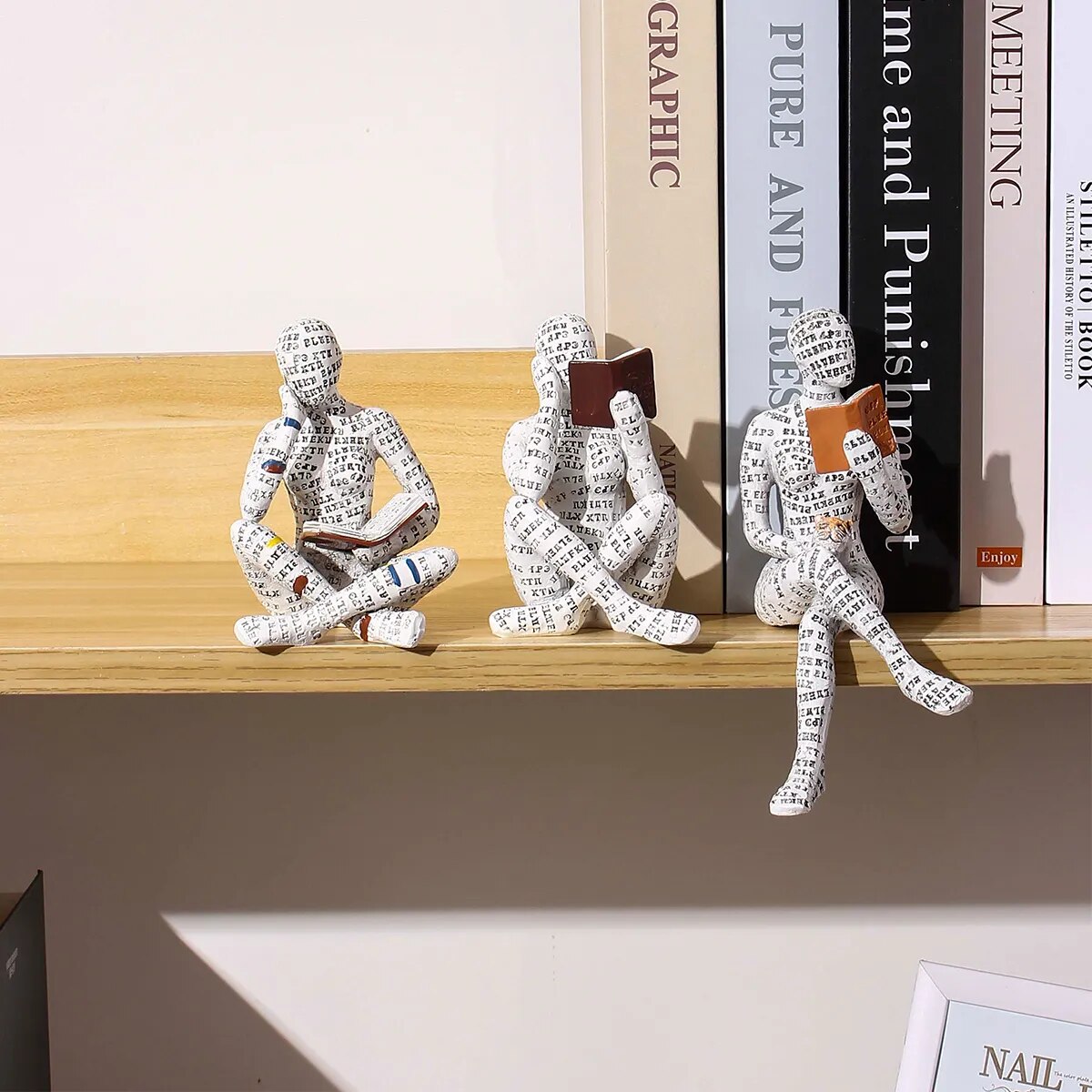 Elegant Reading Lady Resin Sculpture