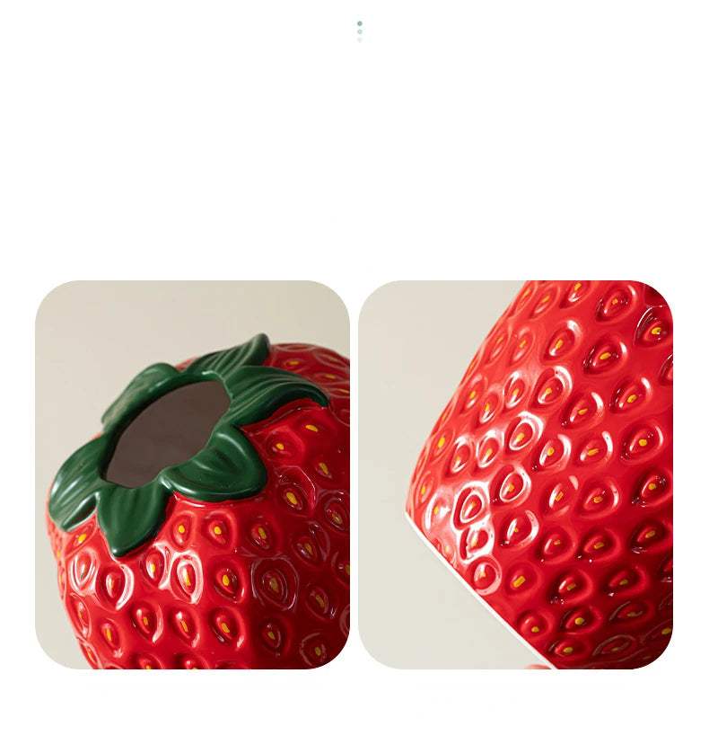 Strawberry Delight Ceramic Vase