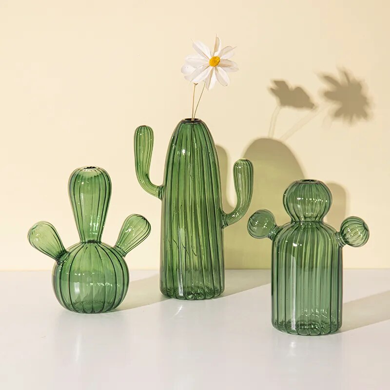 Cactus Oasis Glass Bud Vases