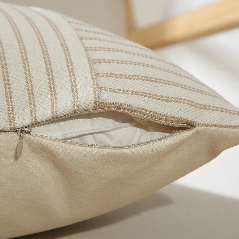 Thick Cotton Linen Striped Cushion Covers