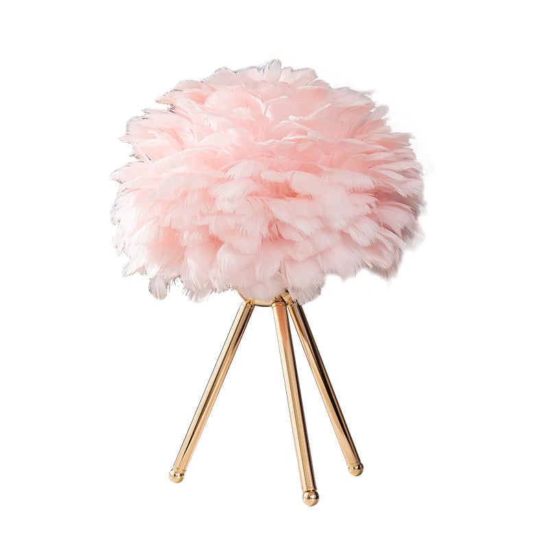 Plush Radiance: Modern Feather LED Table Lamp