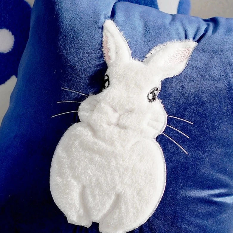 Rabbit Cushion Cover in Blue