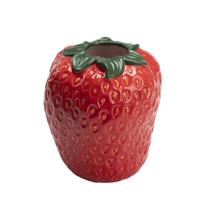Strawberry Delight Ceramic Vase