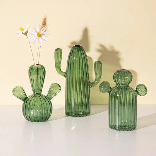 Cactus Oasis Glass Bud Vases