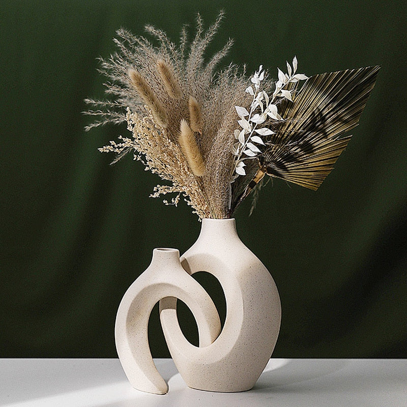Eternal Embrace: Ceramic Vase Duo