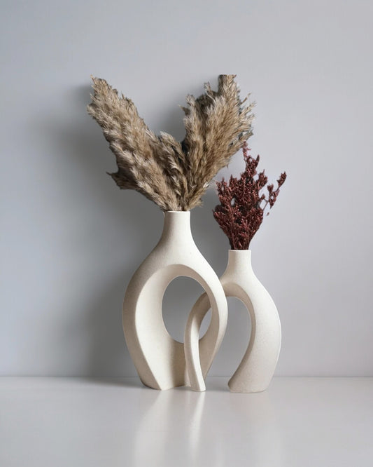 Eternal Embrace: Ceramic Vase Duo